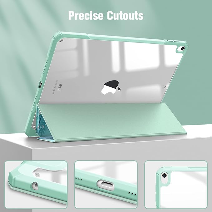 Fintie Hybrid Slim Case for iPad Air 3rd Generation 10.5" 2019 / iPad Pro 10.5 Inch 2017 - [Built-in Pencil Holder] Shockproof Cover with Clear Transparent Back Shell (Emerald Marble)