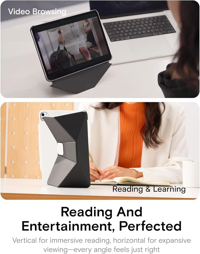 MOFT Dynamic Folio Case for iPad Pro 12.9"(6th/5th/4th/3rd Gen. 2022/2021/2020/2018)-[Reinforced Corner Protection] Stable Slim Magnetic Stand with 20+ Viewing Angles, Misty Cove x Jet Black