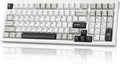 Wireless Game Mechanical Keyboard BT5.0/2.4GHz/USB, Multi-Color LED with 18+ Modes, Hot-Swappable Custom Keyboard, Red Creamy Switches, Gaming Keyboard for PC/Mac (Black White)