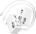 4-in-1 Retractable Wall Charger, 40W Retractable iPhone Charger Wall Plug with Dual 3ft Lightning + Type C Charging Cables, 4-Ports USB C Charger Foldable Block for iPhone 17 16 15 14 13 12 11 8 7