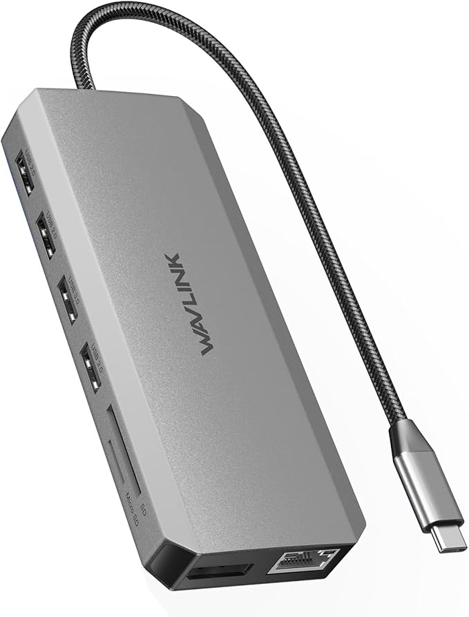 WAVLINK USB C Docking Station Dual Monitor for Laptop Dell/Lenovo/HP/XPS, USB-C Hub Multiport Adapter Dongle Dock with 2 HDMI, DisplayPort, Ethernet Hub, 87W Power Delivery, SD Card Reader, Audio