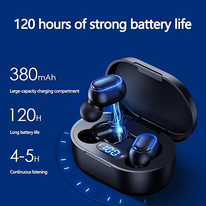Wireless Earbuds, Bluetooth 5.3 Headphones HiFi Deep Bass with Mic ,120H Playtime LED Display ,IPX7 Waterproof Button Control True Wireless Earphones,One-Step Pairing,In-Ear Noise Reduction Headset