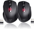 HOTWEEMS Wireless Mouse, D-09 Computer Mouse USB Cordless Mice for Laptop, Ergo Grips, Lightspeed 5-Level 2400 DPI, 16 Months Battery, Portable for PC Mac Chromebook (2Pack)