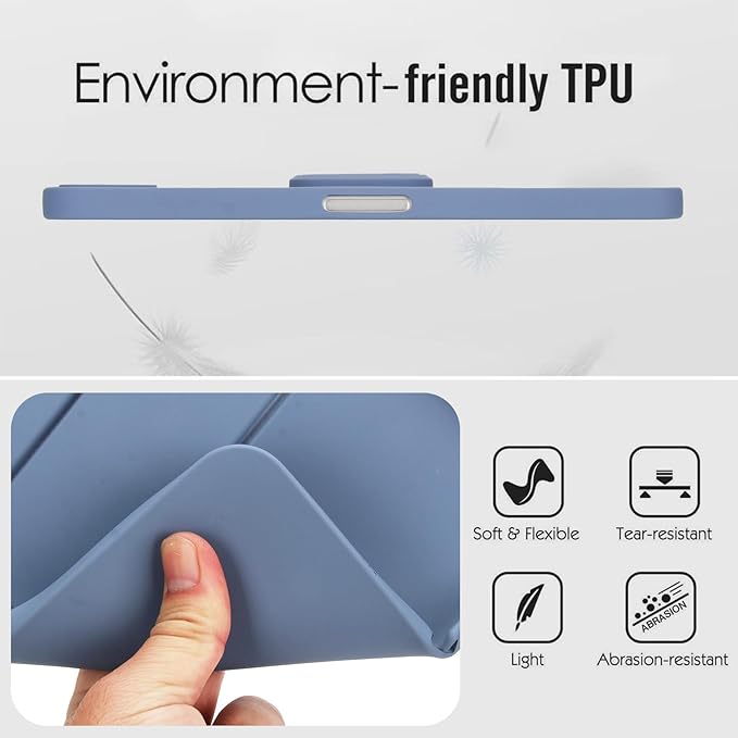 Case for iPad mini 7th & 6th Gen with Kickstand, Soft TPU + Hard PC Ultimate Delicate Touch Feeling Shockproof Protective Back Cover for iPad mini 7th 6th Women Men, Lavendergray
