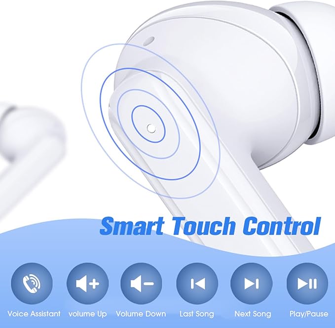 Active Noise Cancelling Smart Touch Screen Earbuds ANC Earphones Wireless Blue Tooth Ear Buds Head Phones Bluetooth In-Ear Headphones TWS True Wireless Earbuds for iPhone Android with Mic Touchscreen