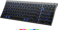 iClever Backlit Bluetooth Keyboard for Mac, BK10 Pro Ultra Slim Wireless Keyboard, Multi-Device, 7-Color Backlight, Standard Full-Size Keys, Rechargeable Compatible with Mac, Windows, iPad, Android