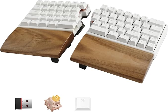 Lite: Wireless Ergonomic Split Mechanical Keyboard with Poron Foam RGB Palm Rest, Hot Swappable, Compact 60% Layout, PBT Keycaps Programmable for Mac & Windows(Silent, New Premium Version)