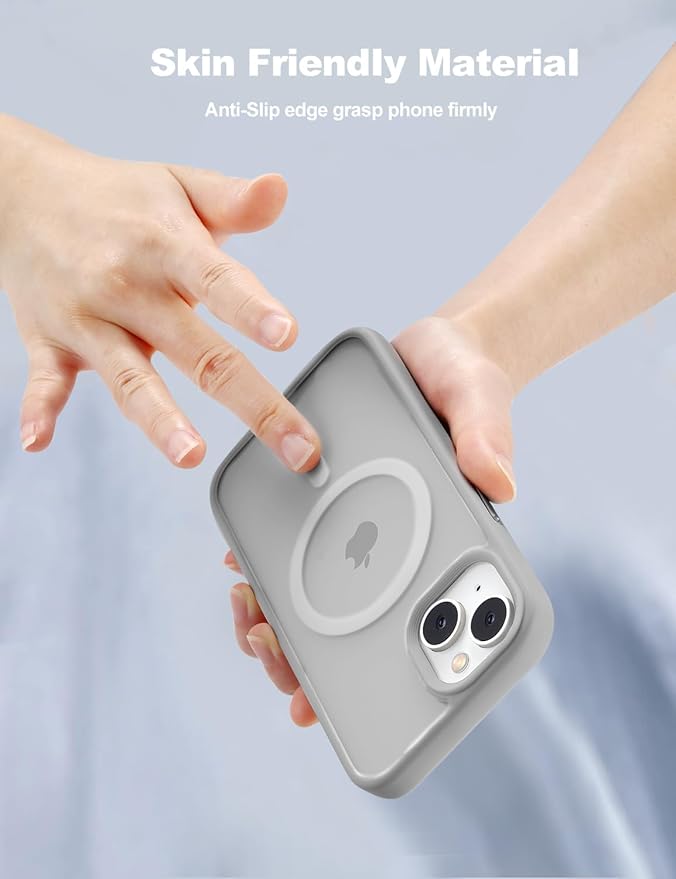 Tigowos for iPhone 15 Magnetic case Fits MagSafe 15FT Drop Resistant Anti-Yellowing Heavy Duty Shockproof Back Cover Fits iPhone 15 Phone Cases 6.1"，Grey