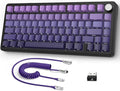 ATTACK SHARK X85 Wireless Mechanical Gaming Keyboard with Knob Hot Swappable BT5.1/2.4Ghz/USB-C Side Print PBT Keycaps 75% Gasket Mount RGB Coiled Cable Linear White Jade Switch for PC/MAC/Win-Purple