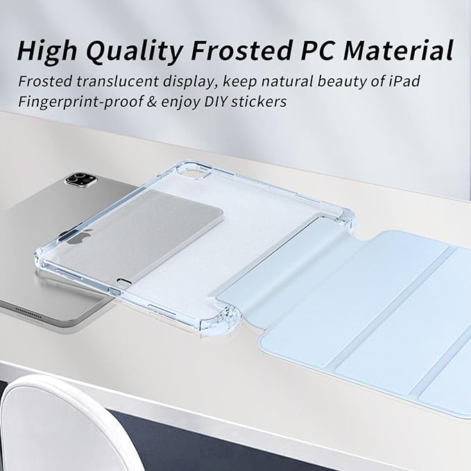 Kenke New iPad Pro 11 Inch Case 4th/3rd/2nd/1st Generation 2022/2021/2020/2018 Support 2nd Pencil Charge with Built-in Left Side Pencil Holder, Hard Frosted Back Cover & Colored Edge (Light Blue)
