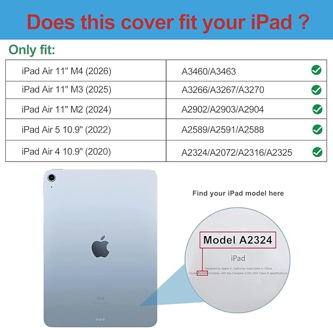 Case for iPad Air 11 Inch 8th/7th/6th Generation (M4/M3/M2) 2026/2025/2024, iPad Air 5th/4th Case 10.9 Inch 2022/2020 Embossed PU Leather Stand Shockproof Cover with Pencil Holder, Green