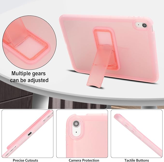 Slim Case for iPad (A16) 11th Generation 11 Inch 2025 / iPad 10th Generation 10.9 Inch 2022, Built-in Kickstand Non-Slip Shockproof Rugged Protective for iPad 11th 10th Gen, Pink