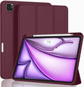 ZryXal New iPad Air 13 Inch Case M3 2025/M2 2024 with Pencil Holder, Trifold Stand Smart Case with Soft TPU Back,Auto Wake/Sleep(Wine)