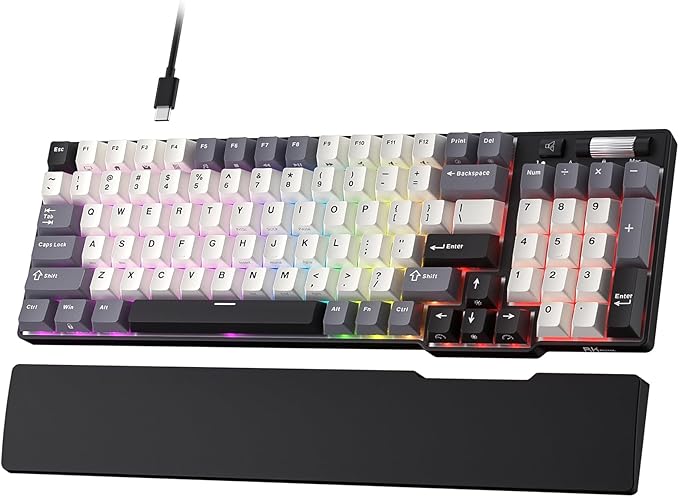 RK ROYAL KLUDGE C96 HE Mechanical Gaming Keyboard, Hall Effect Magnetic Switch, Hot Swappable 90% Wired RGB Keyboard w/Wrist Rest, Rapid Trigger Adjustable Actuation, 8K Polling Rate, Pro Web Driver