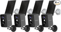Septekon 2K Security Cameras Wireless Outdoor 4 Pack, Solar Battery Powered Camera with Two Spotlights, PIR Motion Detection Siren, Color Night Vision, 2-Way Audio, IP66 Waterpoof