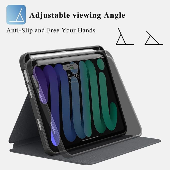Supveco Case for iPad mini 7 (A17 Pro) 2024/iPad Mini 6 2021 8.3 Inch with Pencil Holder-[Auto Wake/Sleep],Slim Protective Case with Soft TPU Back Cover for iPad mini 7th/6th Generation(Teal)
