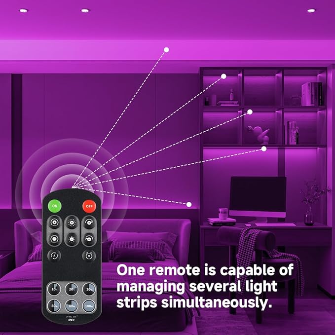 BTF-LIGHTING COB LED Strip Light 24V 16.4FT UL Listed, Purple Color Dimmable High Density Flexible Tape Light with RF Remote & ETL Power Adapter, Ultra Bright for Bedroom Kitchen Home Indoor Lighting