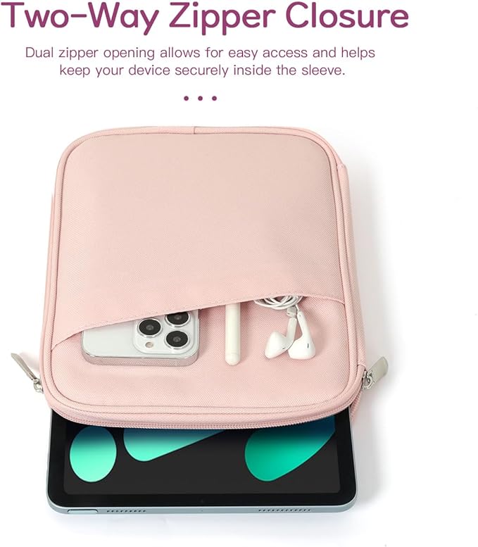 Dadanism 8-9 Inch Tablet Sleeve Bag Carrying Case for iPad mini 7th/6th 8.3", iPad mini 7.9", Galaxy Tab A7 Lite/A9 8.7", ‎Remarkable Paper Pro Move 7.3" 2025, Tab M8 8", Tab M9 9", Pink