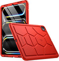 Poetic TurtleSkin Case for iPad Pro 13 Inch (M5) 2025 / (M4) 2024, Heavy Duty Shockproof Rugged Kids Friendly Drop Protection Silicone Cover Case, Red