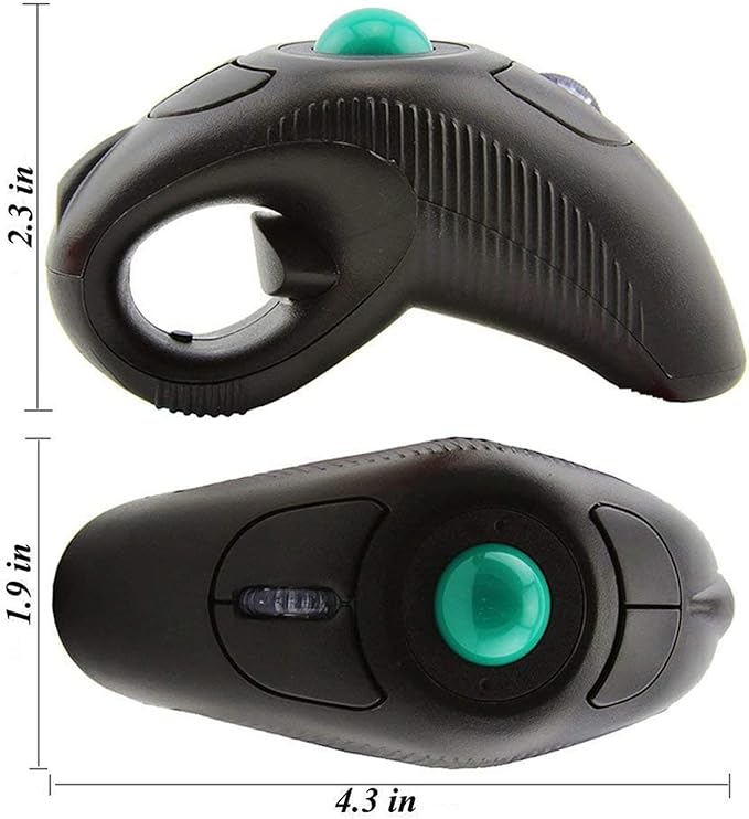 EIGIIS 2.4G Ergonomic Trackball Handheld Finger USB Mouse Wireless Optical Travel DPI Mice for PC Laptop Mac Left and Right Handed