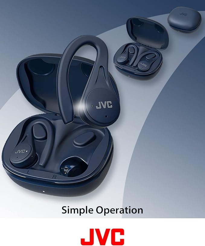 JVC Sport True Wireless Earbuds Headphones, Lightweight and Compact, Long Battery Life (up to 30 Hours), Sound with Neodymium Magnet Driver, Water Resistance (IPX5) - HAEC25TW (White)