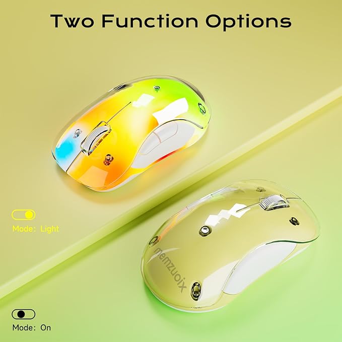 memzuoix 2.4G LED Wireless Mouse, Rechargeable Ergonomic Mouse with Detachable Cover, 1400 DPI Portable Optical Computer Mouse with USB Receiver for Laptop, PC, Desktop and MacBook, 5 Buttons-Yellow