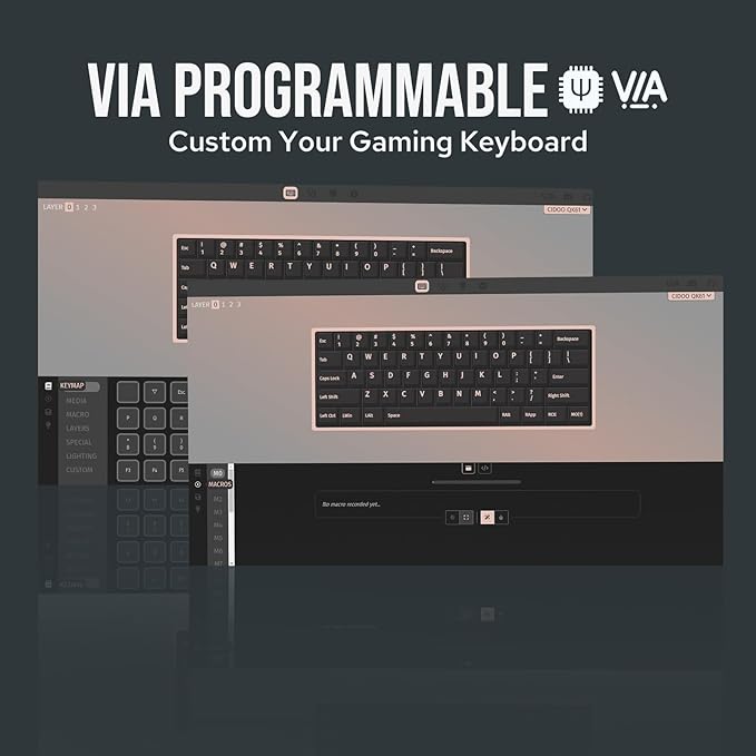 MechLands CIDOO QK61 V2 VIA Programmable 60% Compact Keyboard, USB-C/BT5.0/2.4Ghz Wireless, Hot Swappable Custom Mechanical Keyboard with Gasket Mounted, PC Plate, 3000mAh Battery for Win/Mac (Black)