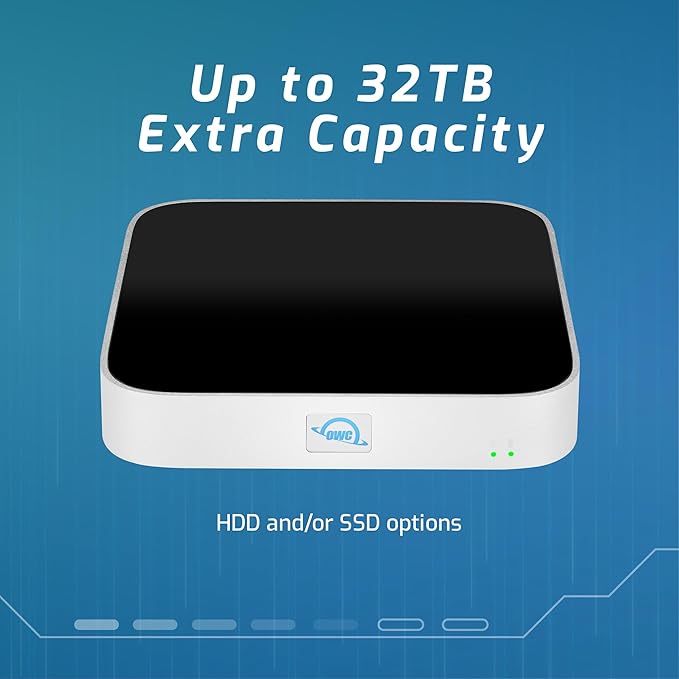 OWC 8TB (8.0TB HDD 7200 RPM Drive) miniStack STX, Upgradeable,Stackable Expansion Solution and Thunderbolt Hub/Mini Dock for Mac Studio, Mac mini and Other Devices. Silver