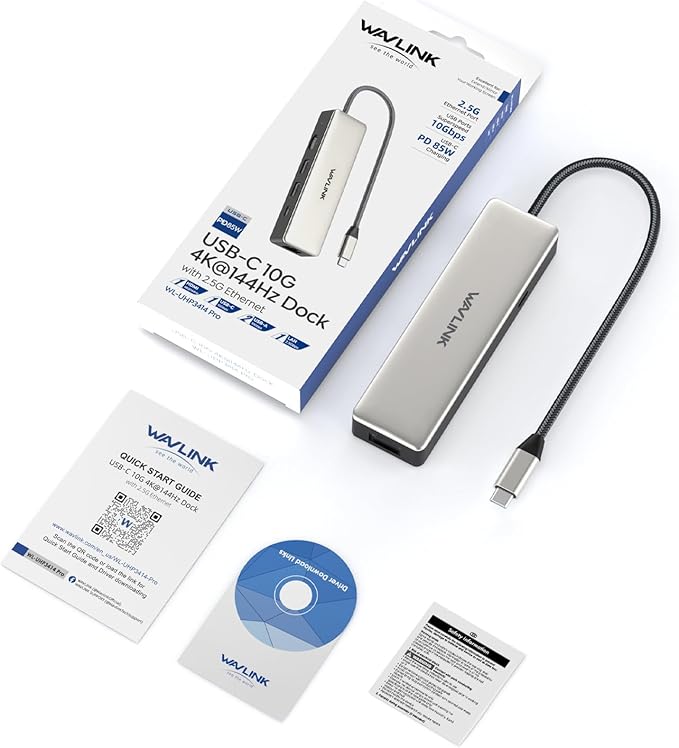 USB C Hub 2.5G Ethernet, WAVLINK 10Gbps USB C Hub Multiport Adapter with 2.5Gb RJ45 Ports, 4K@120Hz HDMI, 3 * 10Gbps USB-A/C, PD 85W, for MacBook Neo/Pro/Air, iPad, Acer, Dell, HP, Lenovo, Asus