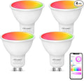 DiCUNO Smart GU10 LED Bulb, RGB Color Changing LED Compatible with Alexa & Google Home, Dimmable with App, 450LM, MR16 50W Track Light Bulb Replacement, 110° Beam Angle, 2.4GHz WiFi, Pack of 4