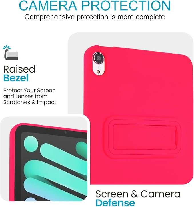 Case for iPad mini 7th & 6th Gen with Kickstand, Soft TPU + Hard PC Ultimate Delicate Touch Feeling Shockproof Protective Back Cover for iPad mini 7th 6th Women Men, Rose