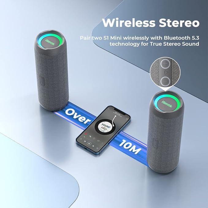 RIENOK Portable Bluetooth Speaker 30W Dual Pairing True Wireless Stereo HD Sound IPX7 Waterproof Outdoor Sport Shower Speaker Bluetooth 5.3 for Home Party