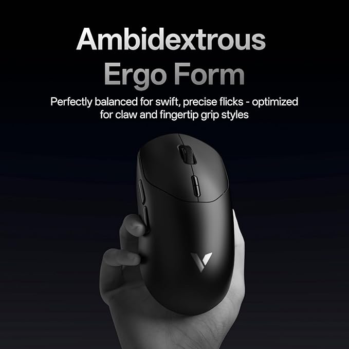 Rapoo VT2 MAX Wireless Gaming Mouse, True 8K Wireless Polling Rate, 53g Lightweight, Up to 750 Hr Battery, Nordic nRF54L15 MCU, 120-Million Optical Switch, 10 Programmable Buttons, Macro Enabled