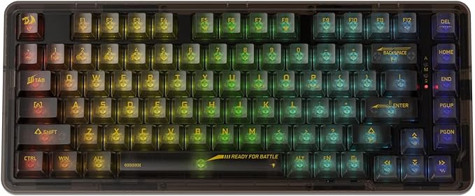 Redragon K649 PRO 78% Wireless Gasket RGB Gaming Keyboard, 3-Modes 82 Keys Full-Transparent Mechanical Keyboard w/Hot-Swap Socket, Noise Dampening Layer x 5, Translucent Custom Switch