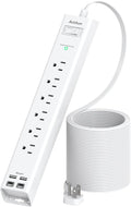 Addtam 15ft Power Strip Surge Protector, 6 Outlets and 4 USB Ports (2 USB C), 15 ft Long Extension Cord with Ultra Flat Plug, Wall Mount Desktop Charging Station for Home Office, Dorm Room