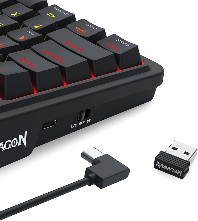 Redragon K719 Wireless Gasket Gaming Keyboard w/Hype Screen & Knob, 95 Keys Mechanical Keyboard, Easy-Control 1.14’’ TFT Info Display, 5-Layer Noise Dampening, Custom Linear Switch, Essential Black