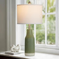 24.5" Ceramic Table Lamp for Bedroom, Sage Green Table Lamp for Living Room End Table, Small Farmhouse Bedside Lamp for Nightstand (1 Pack)