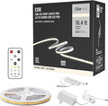 16.4ft COB Led Strip Light with Remote, 4000K Ra93+ Dimmable Bright Led COB Strip Light, White Continuous Led Strip Light for Mirror, Stair, Cabinet, Room