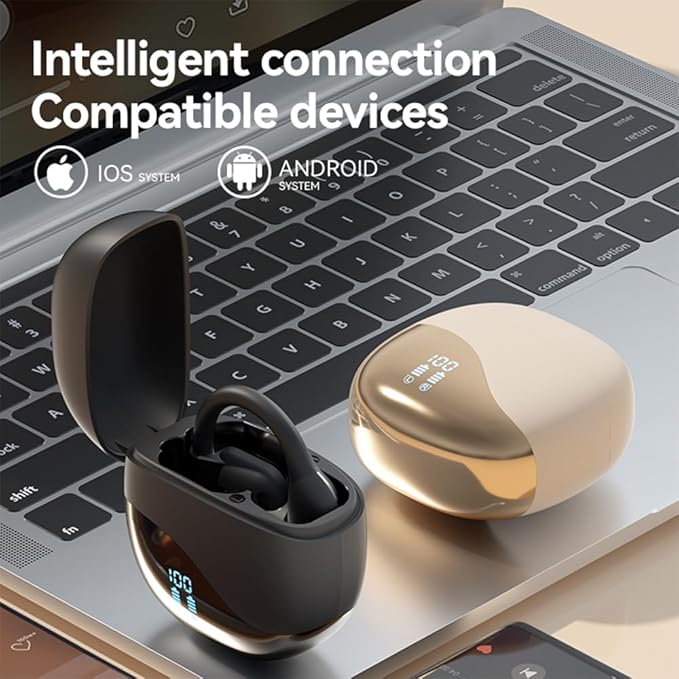Open Ear Earbuds Bluetooth Over Ear buds 58Hrs Playtime Wireless Headphones with Earhooks Waterproof Touch Control Air Conduction Sport Headsets Bluetooth 5.3 Earphones for Workout Running Black