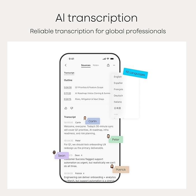 Plaud Note Pro AI Voice Recorder, Transcribe & Summarize with AI Note Taker for Meetings & Calls, Professionals & Teams, Supports 112 Languages, Ultra-Slim, InstantView Display, Case Included, Black