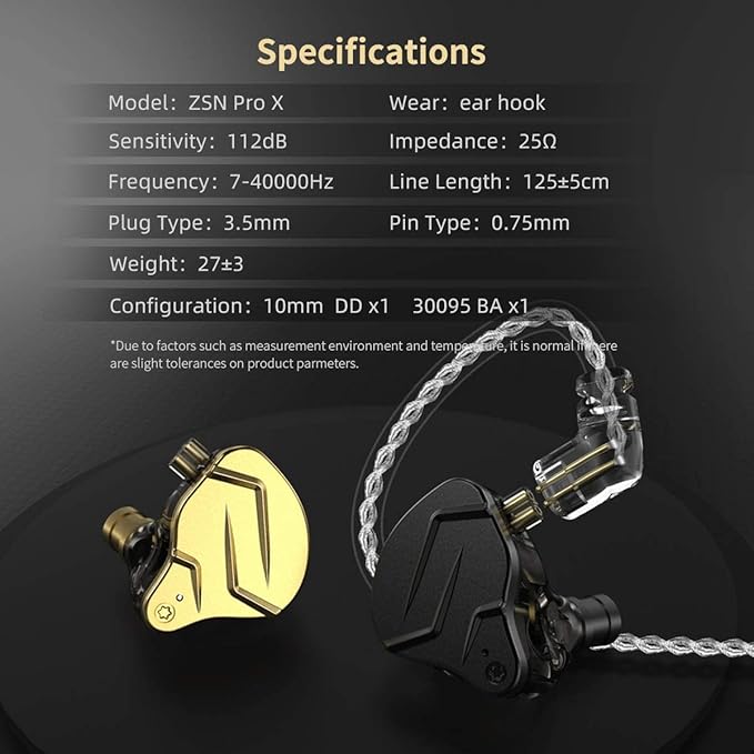KZ ZSN PRO X in-Ear Earbud Headphones with Mic Dual Driver 1BA+1DD Hybrid Wired Gaming Earbuds Earphones Compatible with Android, iPhone, iPad, Laptops, MP3 and Most 3.5mm Interface (Blue with Mic)