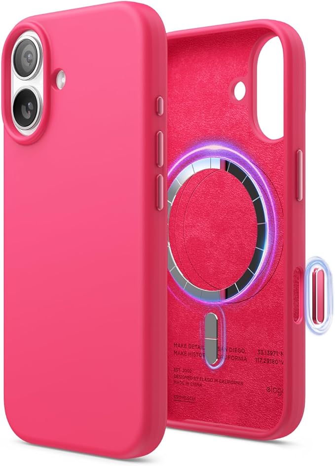 elago for iPhone 17 Case, Premium Magnetic Silicone Case, Compatible with MagSafe, Liquid Silicone Material, Protective Cover, Shockproof, Slim Phone, 6.3 inch (Ice Red)