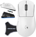 Logitech PRO X Superlight 2 DEX Wireless Gaming Mouse, White | Lightweight, Hero 2 Sensor, 44k DPI, 5 Programmable Buttons, Lightspeed Wireless, Right Hand, PC/Mac | Signature Series Charging Dock