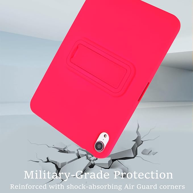 Case for iPad mini 7th & 6th Gen with Kickstand, Soft TPU + Hard PC Ultimate Delicate Touch Feeling Shockproof Protective Back Cover for iPad mini 7th 6th Women Men, Rose