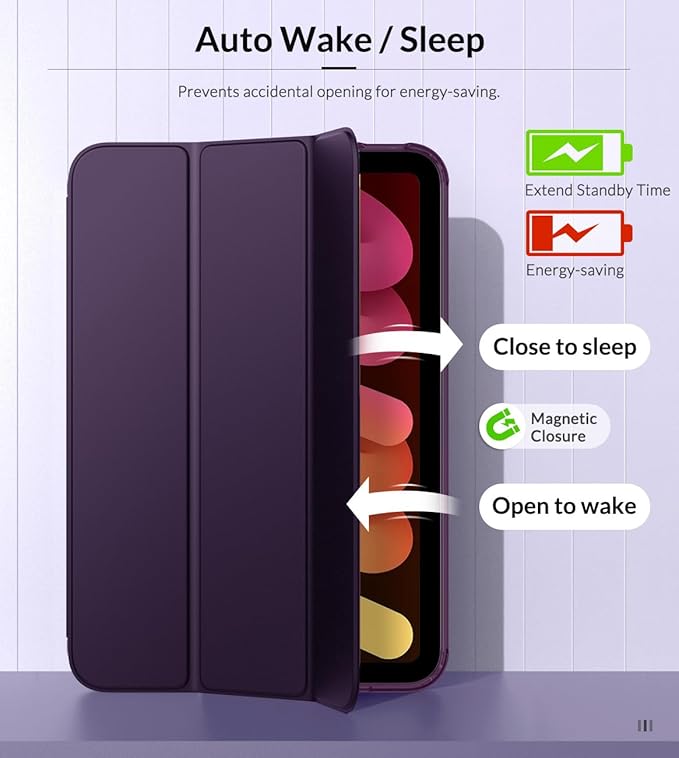 MoKo Case Fit New iPad mini 7 (A17 Pro) 2024, iPad mini 6th Generation Case 2021 (8.3-inch), iPad mini 6 Case, Soft TPU Translucent Frosted Back Cover Case for iPad mini 7th, Dark Purple