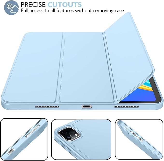 iMieet Case for iPad Pro 11 Inch (M5) 2025 /(M4) 2024 5th Gen, Trifold Stand Smart Cover with Pencil Holder and Soft TPU Back, Auto Wake/Sleep (Sky Blue)