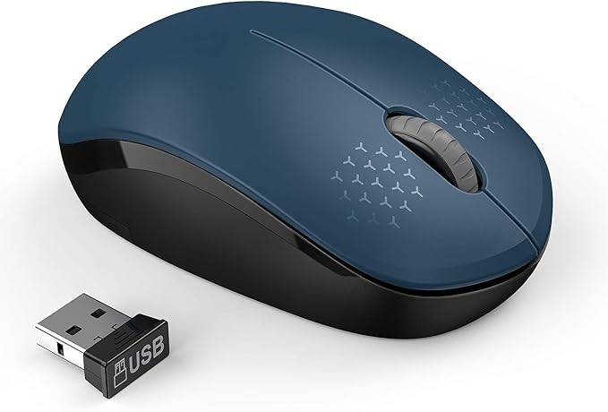 seenda Wireless Mouse, 2.4G Noiseless Mouse with USB Receiver Portable Computer Mice for PC, Tablet, Laptop, Notebook - Blue & Black