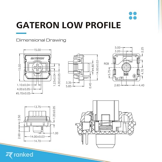 Ranked Gateron Ks-33 Low Profile v2 Key Switches for Mechanical Gaming Keyboards | Plate Mounted (Gateron Brown, 10 Pcs)