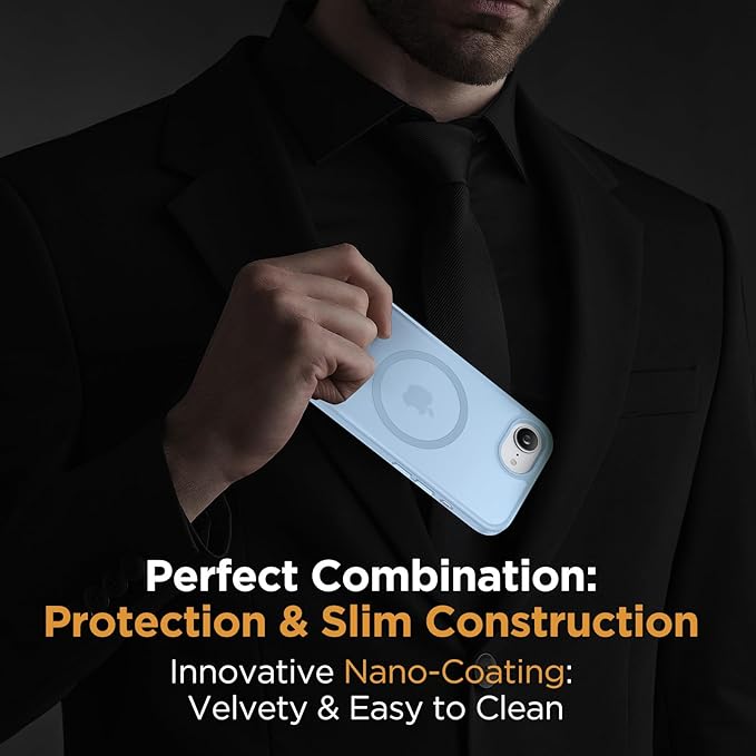 Miracase for iPhone 16e case & iPhone 17e Case for MagSafe [with 2×9H+ Screen Protectors] TOP Military-Grade Protection Shockproof with Velvet Touch for iPhone 16e/17e Phone Case 6.1", Light Blue
