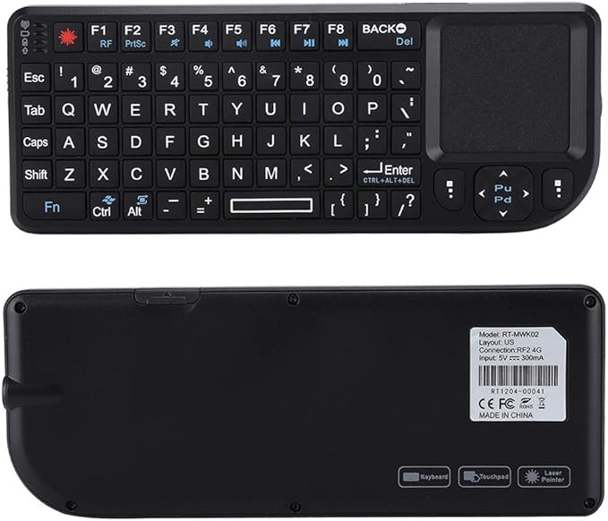 2.4GHz Touchpad Keyboard,A8 Mini Rechargeable Ultra-Thin Mini USB Backlit Keyboard with IR Light for HTPC for /4 for 360 and ONE(QWERTY Keypad)